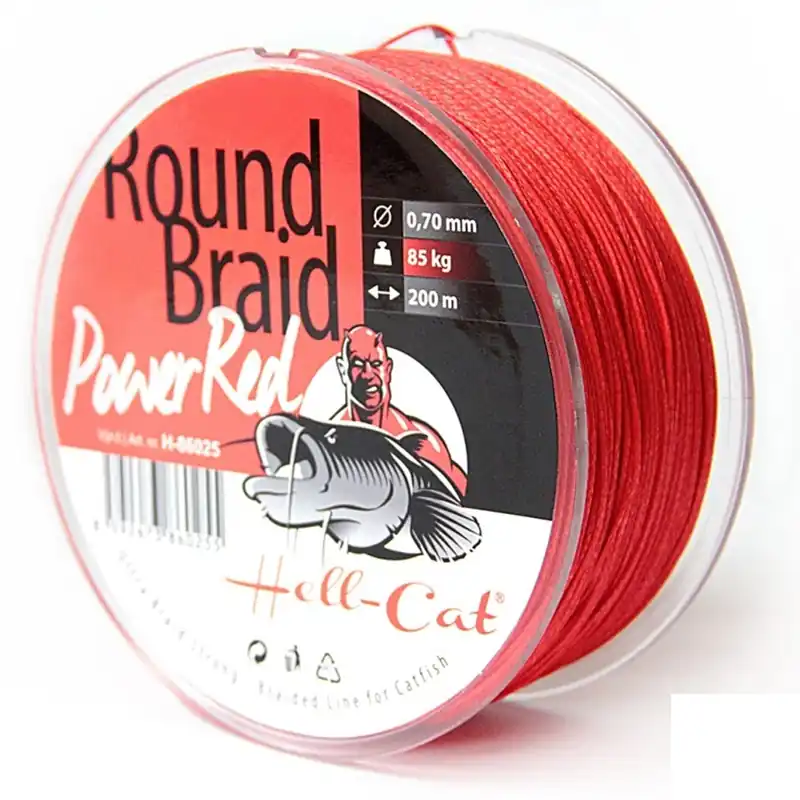 Hell-Cat Splétaná šňůra Round Braid Power Red 200m - Akční cena
