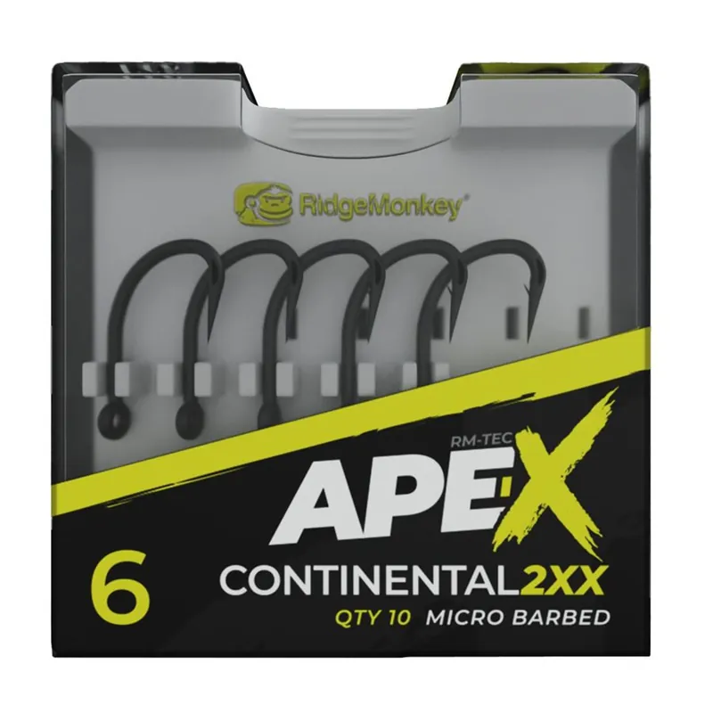 RidgeMonkey Háčky Ape-X Continental 2XX Barbed 10ks - Téměř vyprodáno
