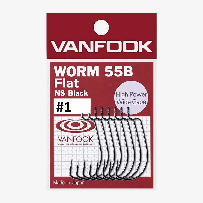 Prémiová kvalita - Vanfook Offsetové háčky Worm 55B Flat