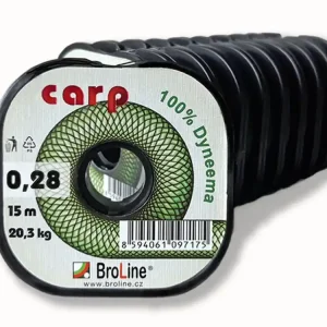 Carp Dyneema - oválná/tm.zelená/15 m/0,22 mm/14,5 kg - Cenový hit