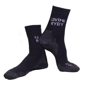 LOVÍME RYBY - Ponožky zimní vel. 28 - 29, šedo/černé | Prémiová kvalita