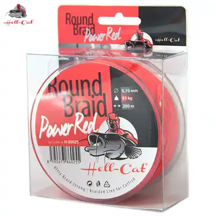 Hell-Cat Splétaná šňůra Round Braid Power Red 200m 0,70mm, 85kg | Top produkt