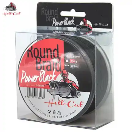 Poslední dny akce - Hell-Cat Splétaná šňůra Round Braid Power Black 0,50mm, 57,50kg, 200m