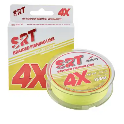Sleva - Sert splétaná šnůra 4X SRT Fluo Yellow 135M 0,20mm/11,36kg