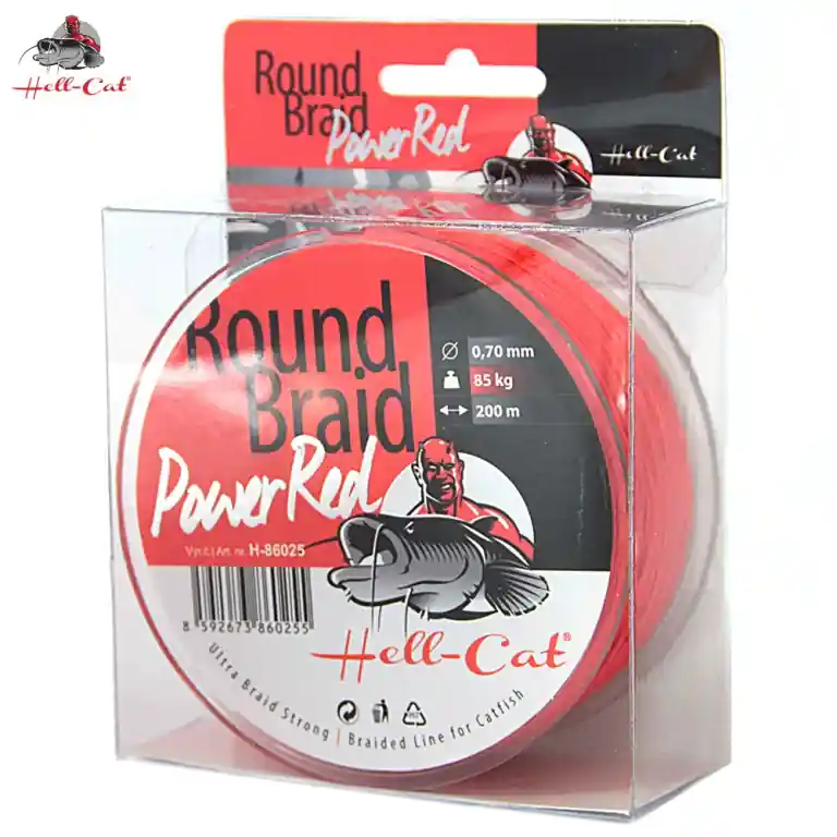 Čerstvá novinka | HELL-CAT Šňůra Round Braid Power Red 200m / 0,50mm / 57kg