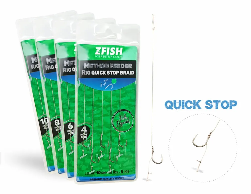 Nejprodávanější | ZFISH Návazec Method Feeder Rig Quick Stop Braid 5ks 8