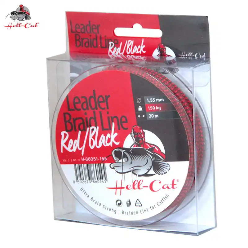 Nový produkt - HELL-CAT Návazcová šňůra Leader Braid Line Red/Black 20m 0.90mm 75kg