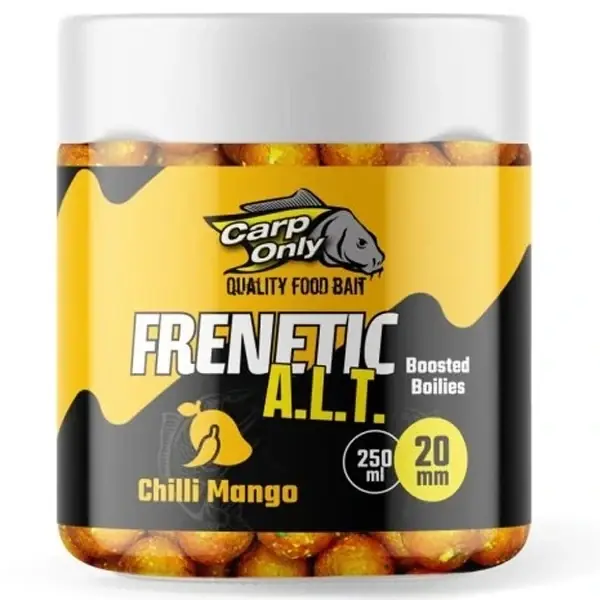 Objednejte nyní - CARP ONLY Dipované boilies Frenetic A.L.T. Boosted Boilies Chilli Mango 24mm 250ml