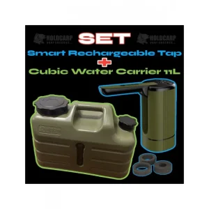 Holdcarp Akční set - Kanystr na vodu Cubic Water Carrier 18L + Aku sklápěcí vodní pumpa Smart Rechargeable Tap | Snížená cena
