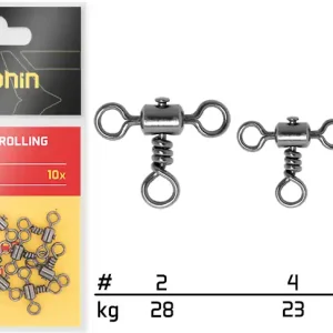 Pouze dnes - Delphin Cross-line rolling T swivel / 10 ks - 2/28kg