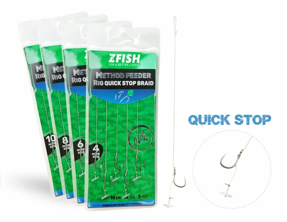 ZFISH Návazec Method Feeder Rig Quick Stop Braid 5 ks 6 - Rychle mizí